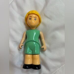 Vintage Little Tikes Dollhouse Boy Doll 4.5” Tall Blonde/Blue Can Sit/Stand